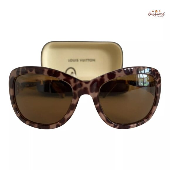 Authentic LOUIS VUITTON Brown/Beige Leopard Spotted Acetate Sunglasses Z0558W